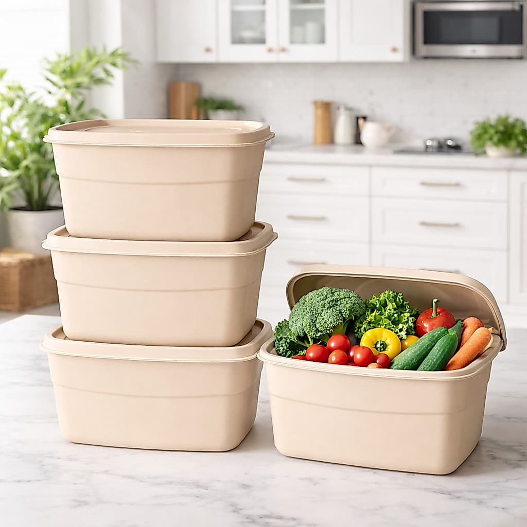 Pote Kit 3 Potes Quadrado 2.800 LT de Plastico Grande com Tampa Vai ao Freezer e Microondas BPA free