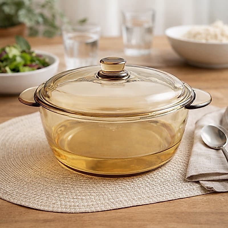 Tigela de Vidro Âmbar Redonda com Tampa 800ml
