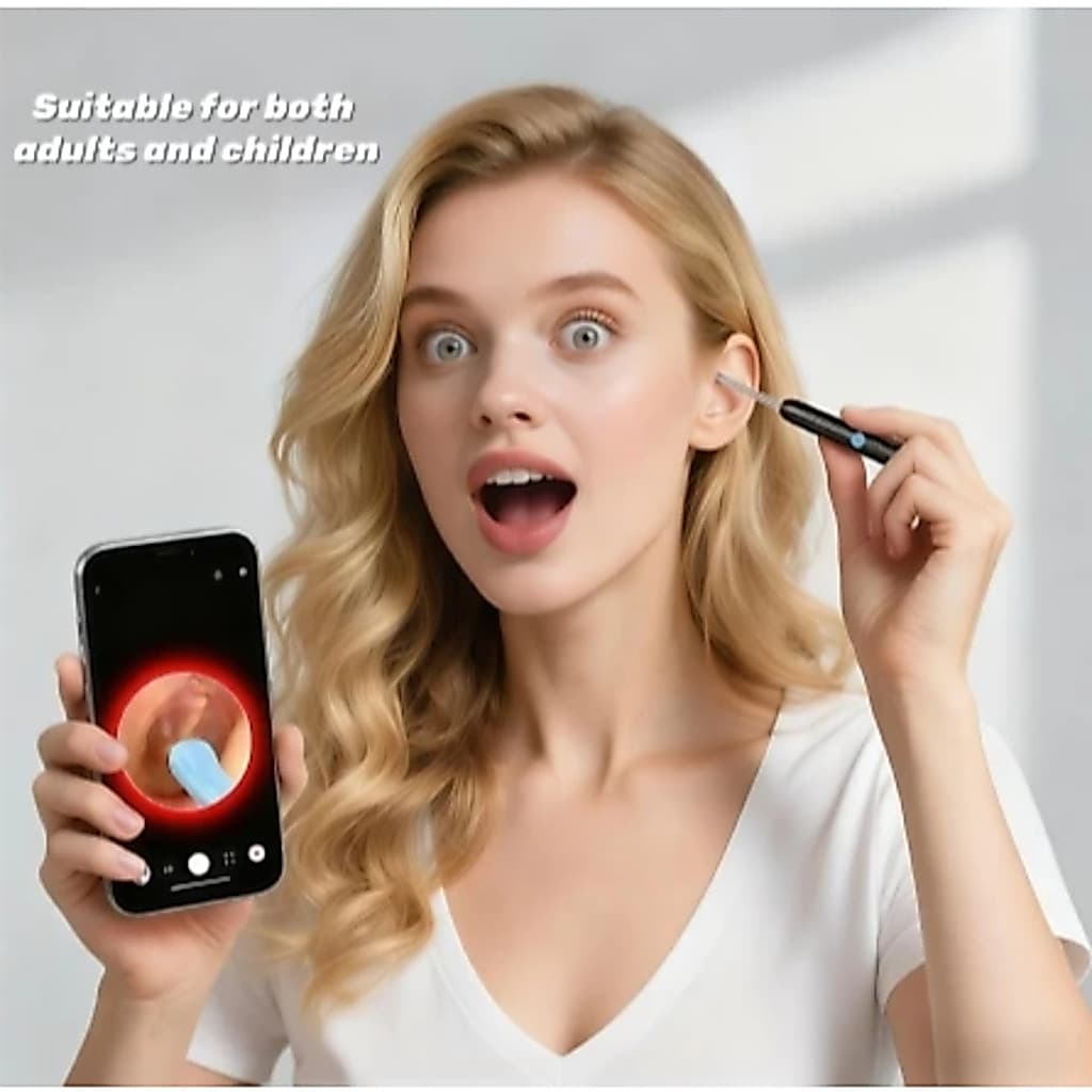 Colher de Ouvido com Otoscópio 1080P, Ferramenta de Remoção de Cera Auricular com Câmera para iOS e Android