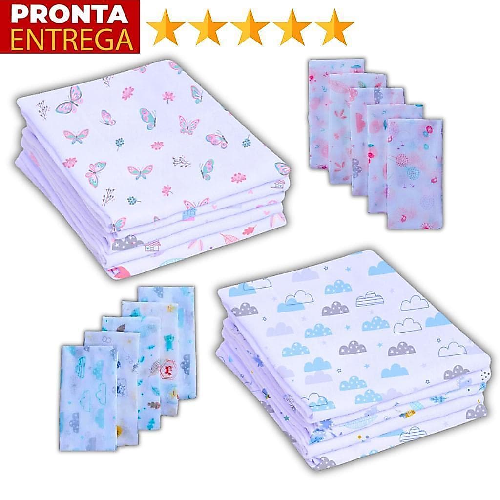 Kit 10 Fraldas De Pano 100% algodão Minasrey. GTN.Premium