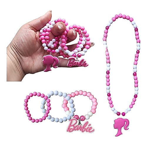 Kit Colar + 3 Pulseiras Infantil Miçangas Personagem P024 Colorida
