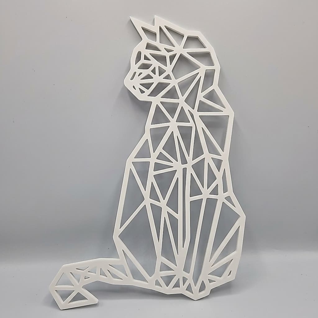 Quadro Decorativo Gato Geométrico em Impressão 3D – Decoração Moderna de Parede