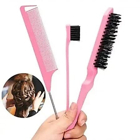 Kit 3 Pente Escova Escovinha Baby Hair Sobrancelha Cabelo