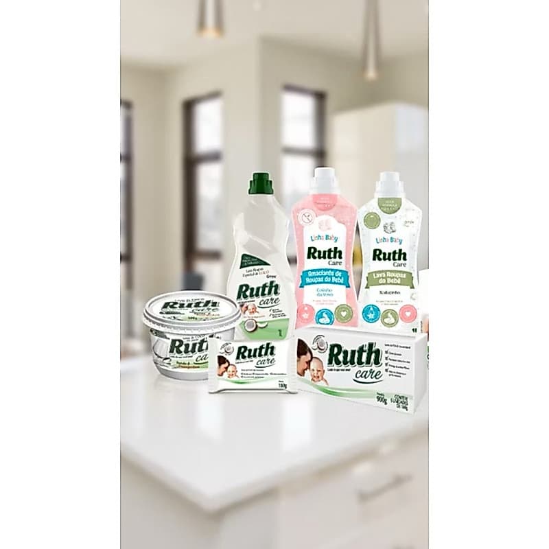 Kit Lava roupa baby Ruth 1 L +Amaciante 1 L + barra 5 x 90g + Lava roupa coco 500ml