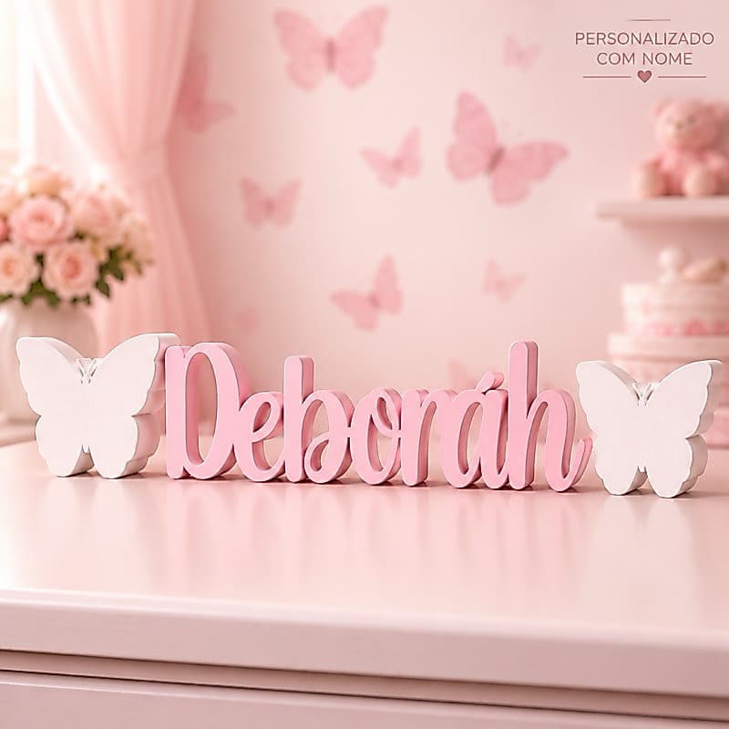 Letreiro Nome decorativo Personalizado com Borboletas 3D