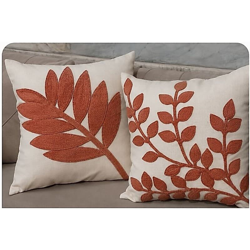 2 capas de Almofadas em linho offwhite bordada