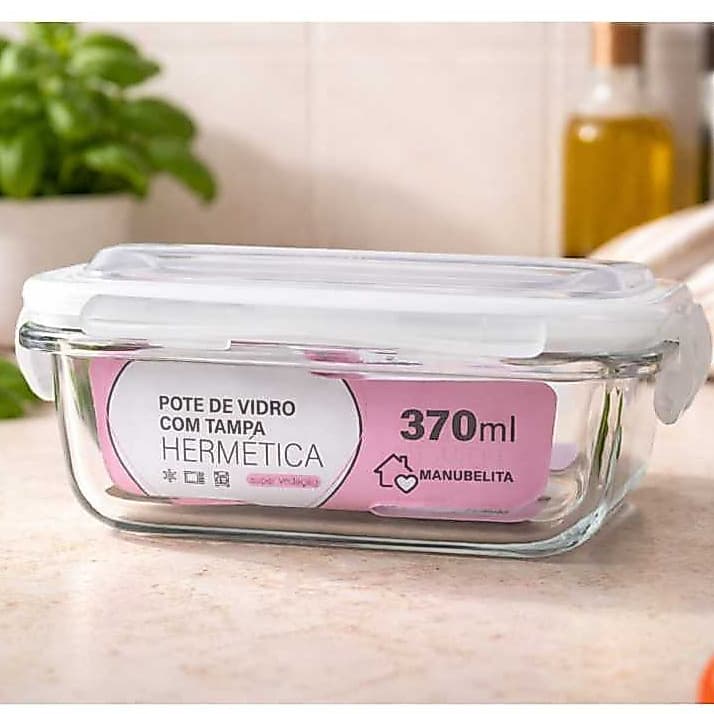 Kit 1/2/3 Potes Vidro Hermético Marmita Refratário 370 ML