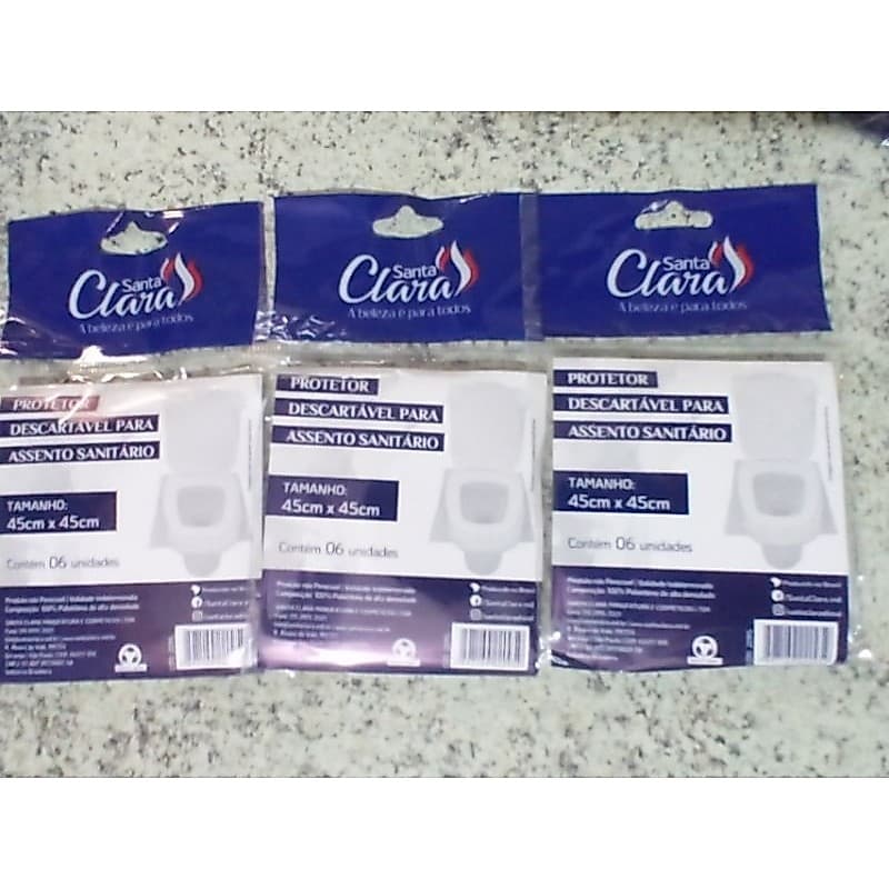 KIT COM 18 PROTETORES PARA ASSENTO SANITÁRIO (3 PACOTES C/6 UNIDADES CADA), "SANTA CLARA".