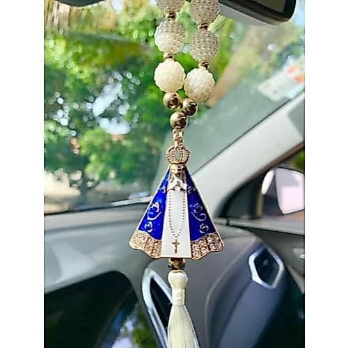 Terço Dezena Adorno para Retrovisor de Carro de Nossa Senhora Aparecida Varias Cores