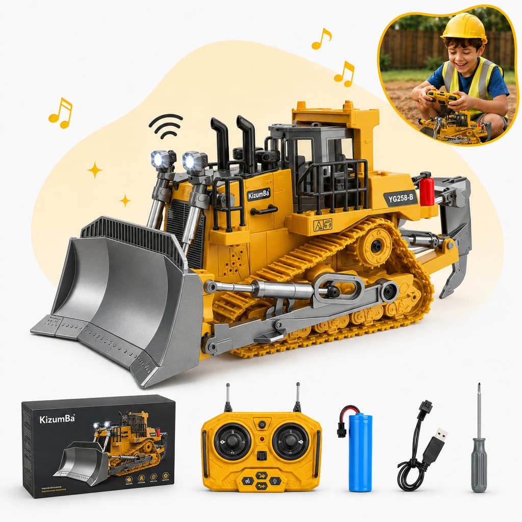 Trator Esteira Controle Remoto Infantil Track Brinquedo Realista Recarregável Kizumba