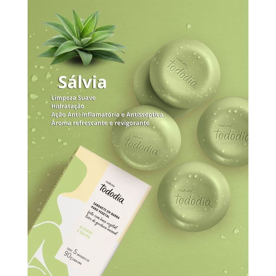 5x90g Sabonete Natura Tododia Vegano com Ingredientes Naturais