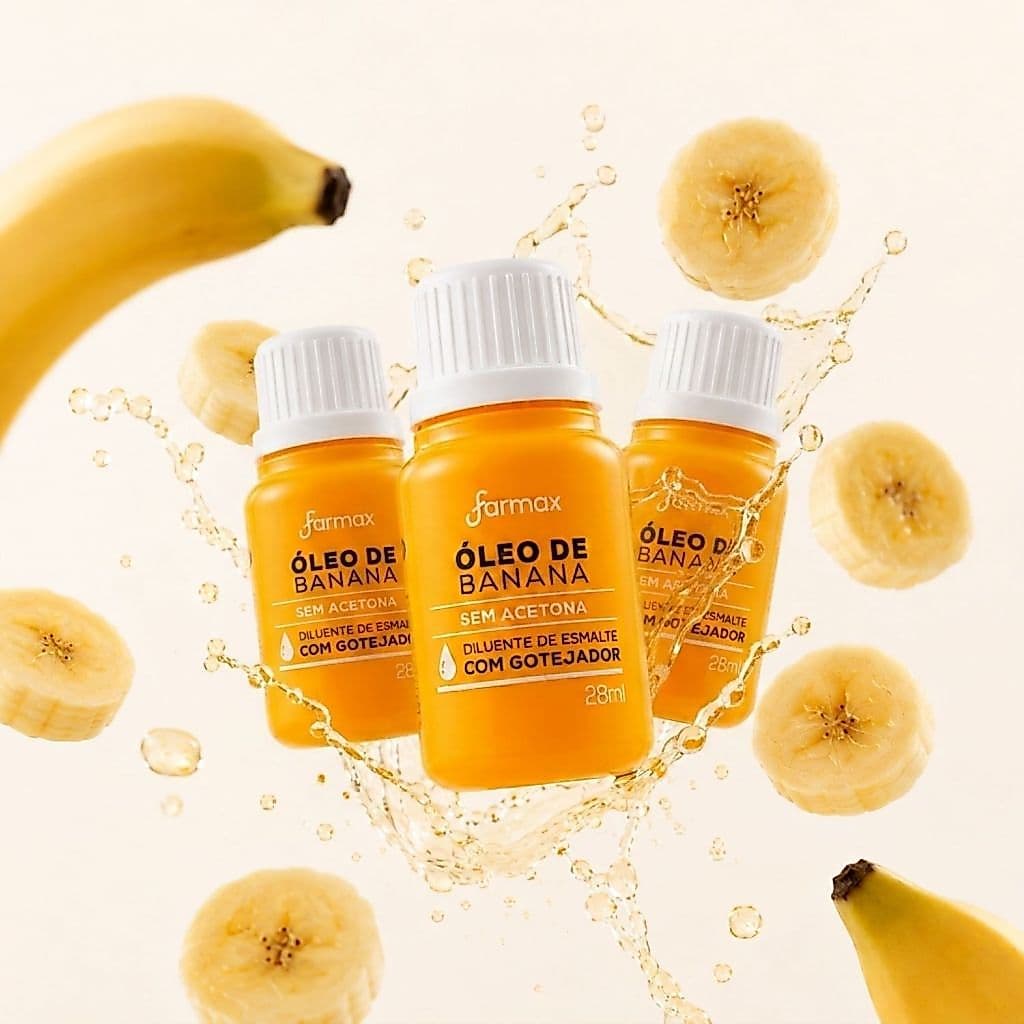 Kit 3 Óleo De Banana Diluente De Esmalte Com Gotejador 28ml Farmax