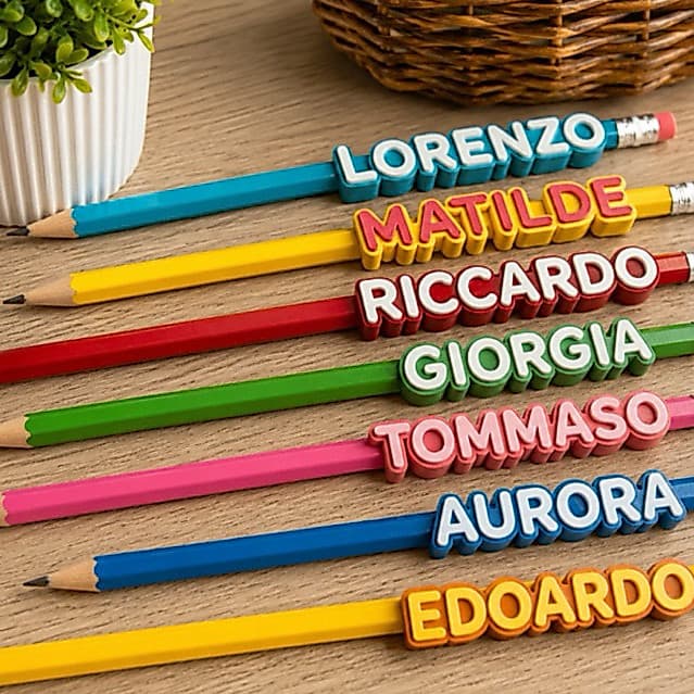 Lápis Personalizado com Nome 3D | Lembrancinha Escolar Infantil Colorida