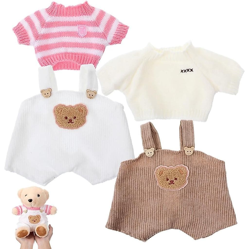 TOYANDONA Roupas para Ursos de Pelúcia 2 Conjuntos - Traje de Urso de Pelúcia com Suéter e Calças com Suspensório para P