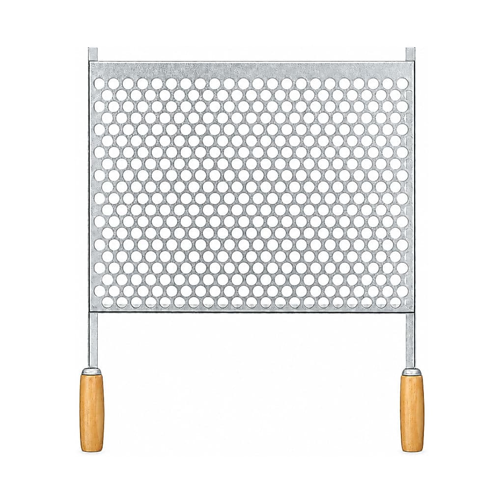 Grelha Para Churrasqueira Grande 50x40cm Em Aço Carbono Galvanizado Perfurada Com 2 Cabos De Madeira