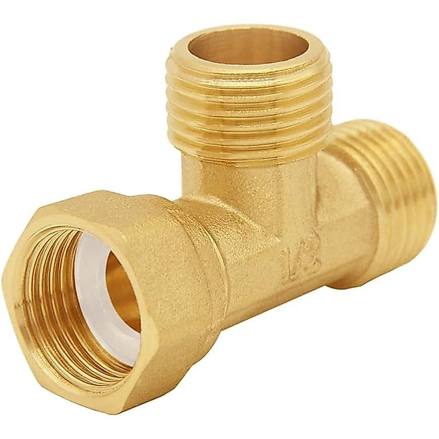 Uenede Conector de Mangueira em Latão Maciço G1/2" com 3 Vias, Adaptador de Válvula Divisora em Forma de T para Mangueir