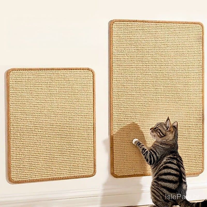 Tapete Arranhador de Sisal para Gatos com Fita Mágica para Montagem na Parede, Protetor de Sofá