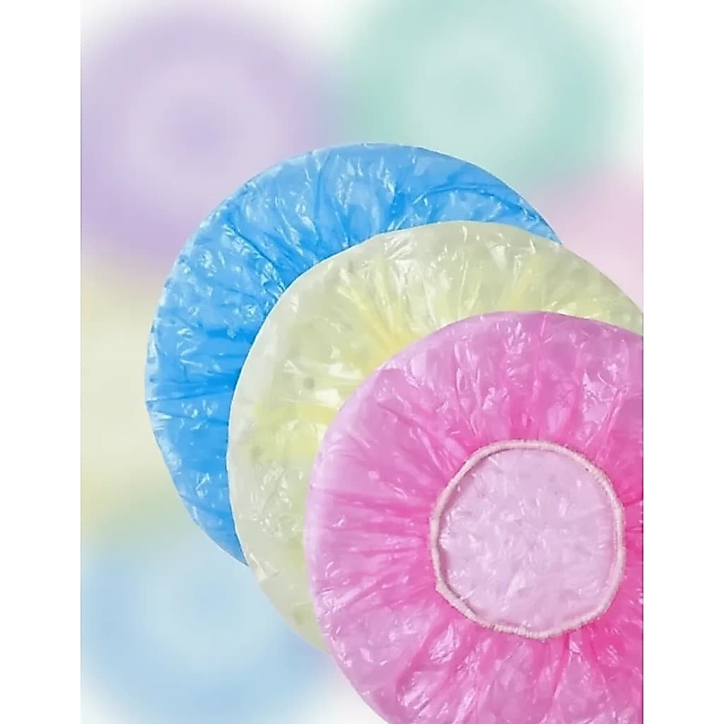 Kit 3 Toucas Plásticas Para Banho Reutilizável A Prova D´agua Impermeável Cores Sortidas