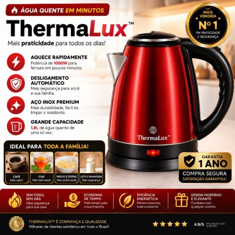Chaleira Elétrica Inox Jara 1.8L 127V 1000W - Potente, Segura e Elegante.