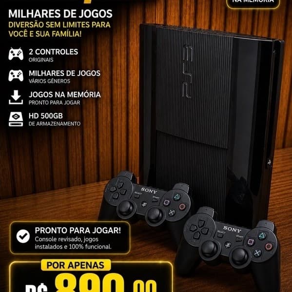 ps3 2 controle 500gb desbloqueado