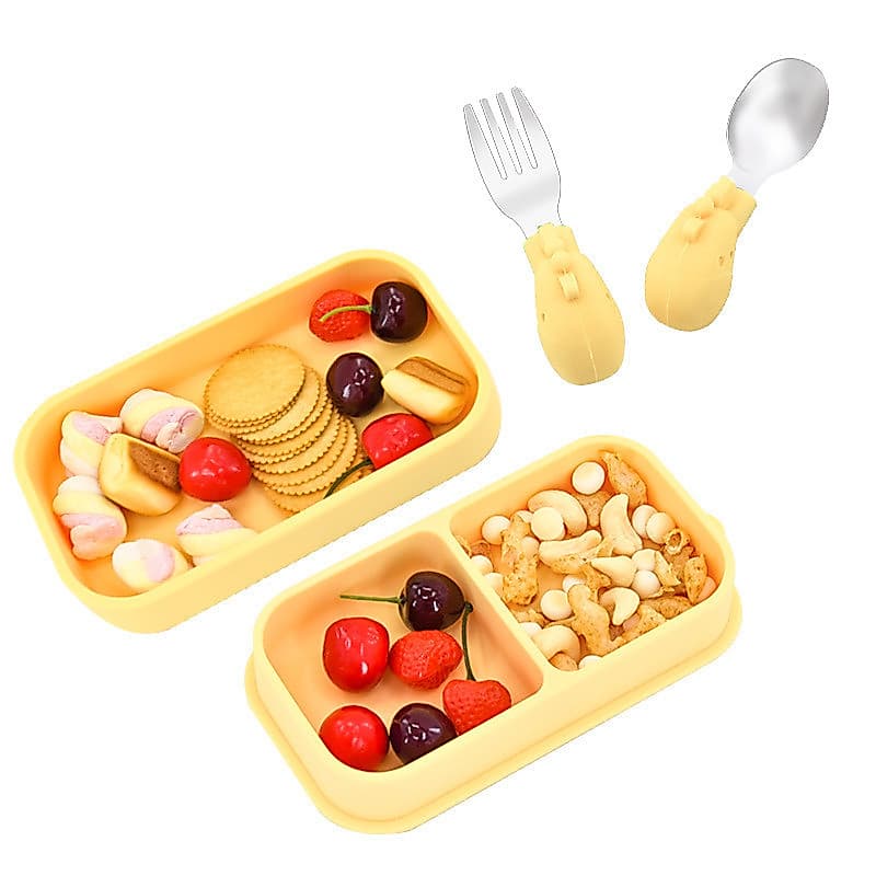 Youyou mãe infantil prato de jantar tigela infantil alimentação complementar ventosa tigela Silicone tipo dividido conju