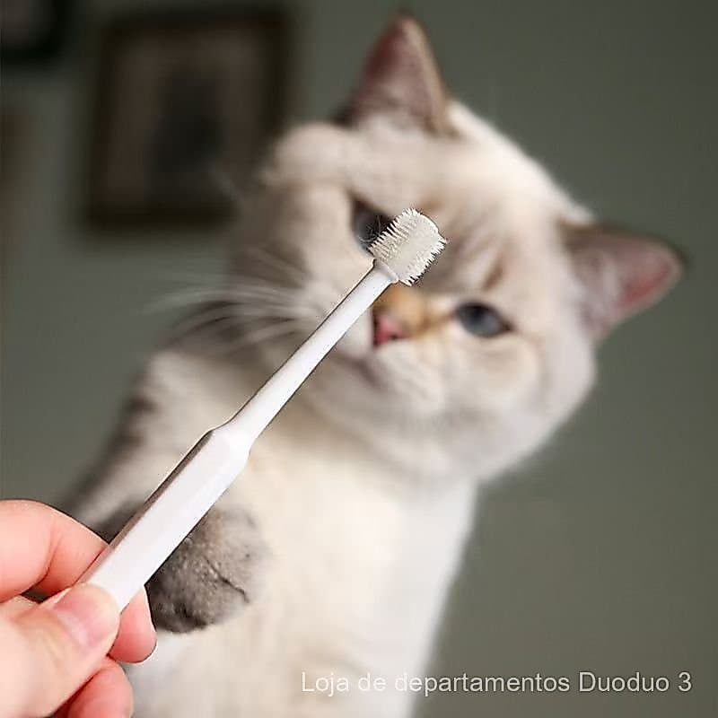 Escova de Limpeza Dental para Animais de Estimação, Escova de Dentes para Gatos, Limpeza Sem Pontos Cegos, Desodorizante