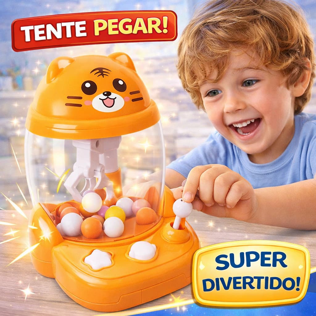 Mini Máquina de Garra Infantil Brinquedo Interativo Pega Bolinhas Divertido +3 Anos