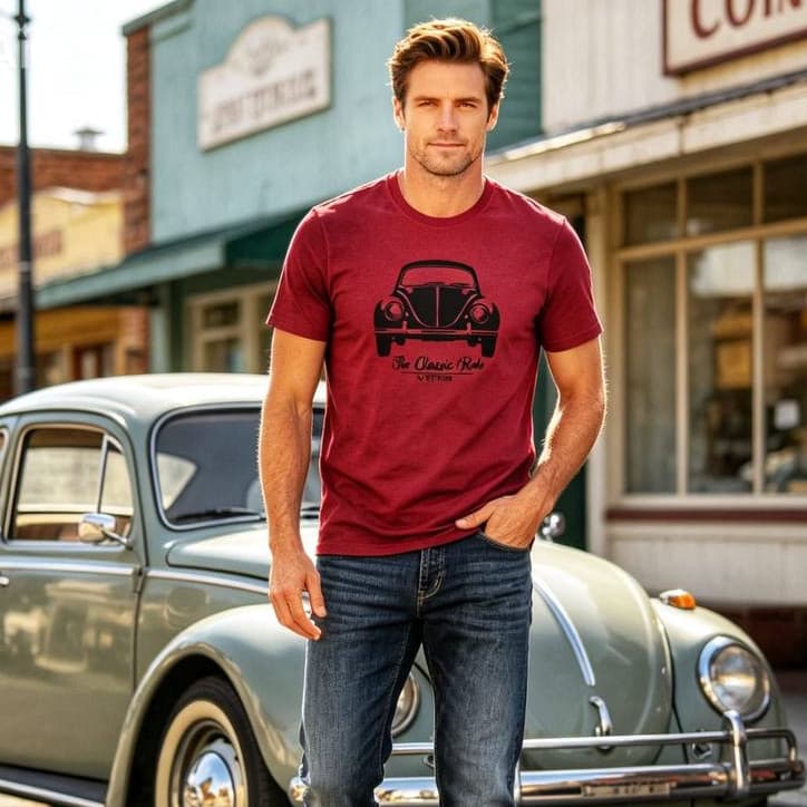 Camiseta Basica Masculina Fusca Retro Vintage Camiseta Carro Fusca Retro 100% Algodão De Qualidade