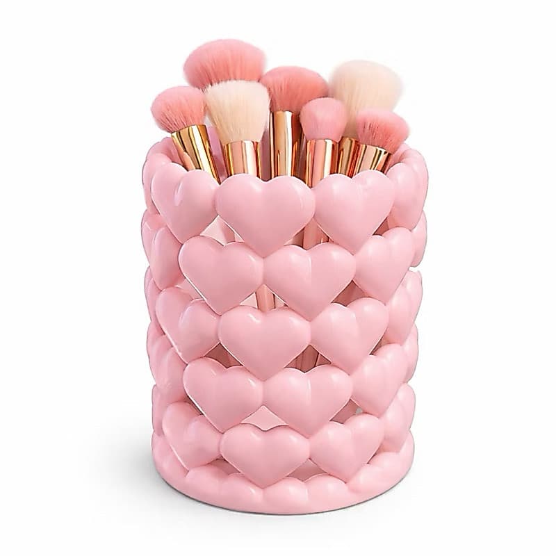 Porta Pincéis e Canetas Organizador Decorativo Corações Porta Maquiagem e Escritório