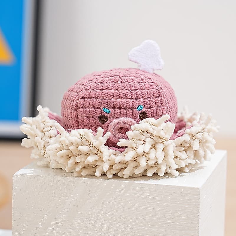 Brinquedo para cachorro, esfregão de voz de desenho animado, polvo de veludo, brinquedo para cachorro, resistente à mord