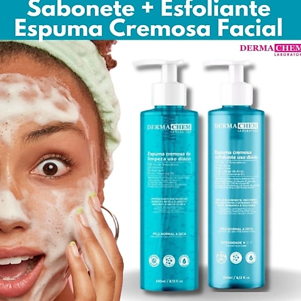 Kit Skincare Sabonete + Esfoliante Facial Espuma Cremosa com Aloe Vera e Pró Vitamina B5 240ml-Dermachem