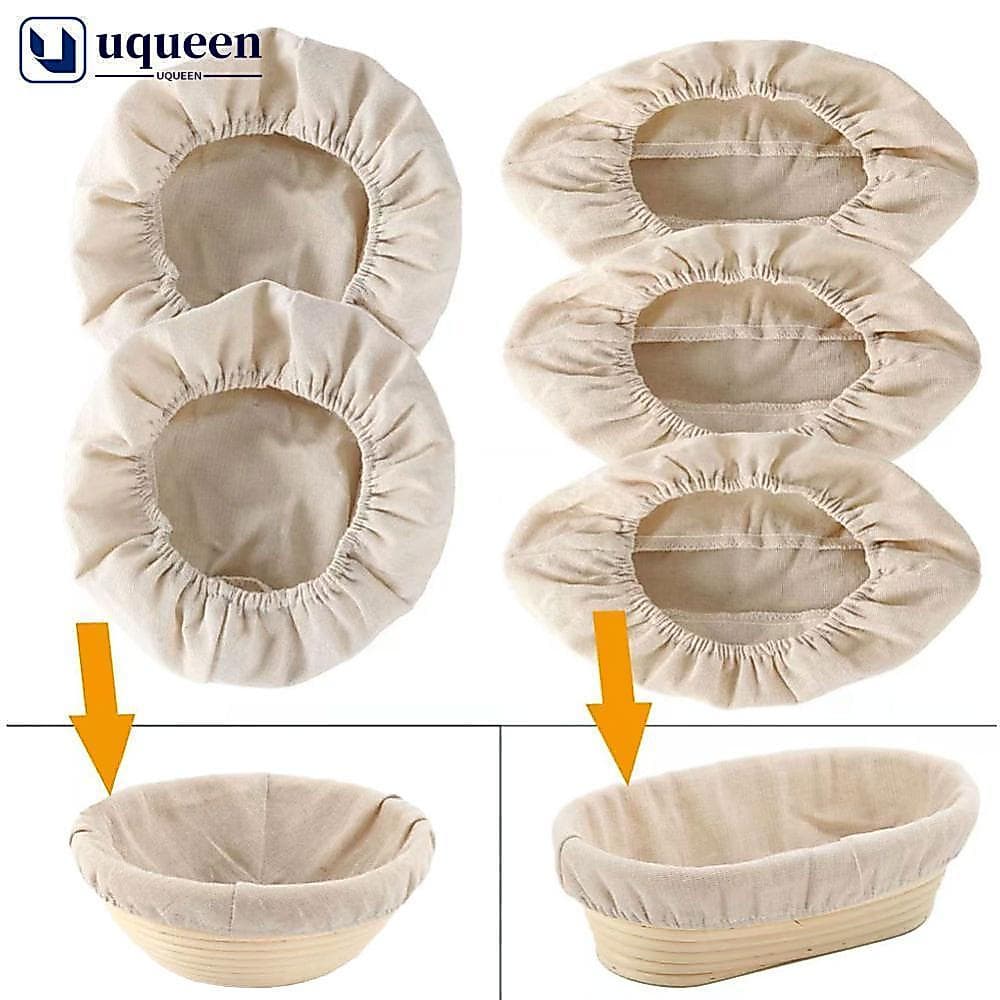 Cesto de pão redondo oval UQUEEN de 1 peça, tapete de tecido reutilizável, cobertura para fermentação de massa fermentad
