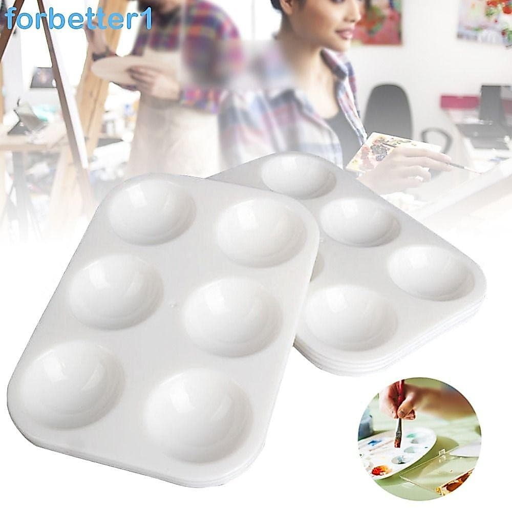 FORBETTER Conjunto de 10 peças de paleta de aquarela, bandeja de pintura de plástico, com 6 poços redondos para tinta, p