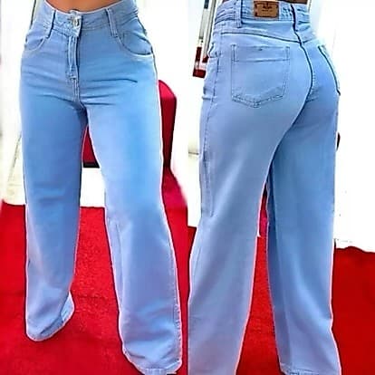 Calça Jeans Feminina WideLeg Clara Lisa Linha Premium Pantalona Larguinha Modela Bumbum Cintura Alta