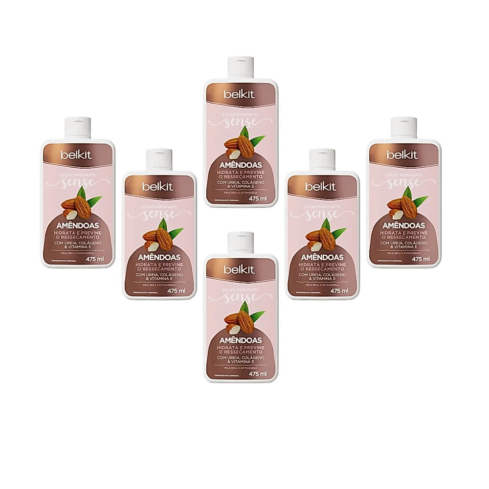 Kit Atacado 6 Loções Hidratantes Amêndoas 475ml Hidrata