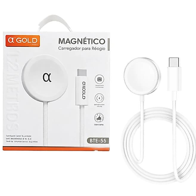 Carregador Magnético para Relógio USB-C A'Gold BTE-55 por Indução Original