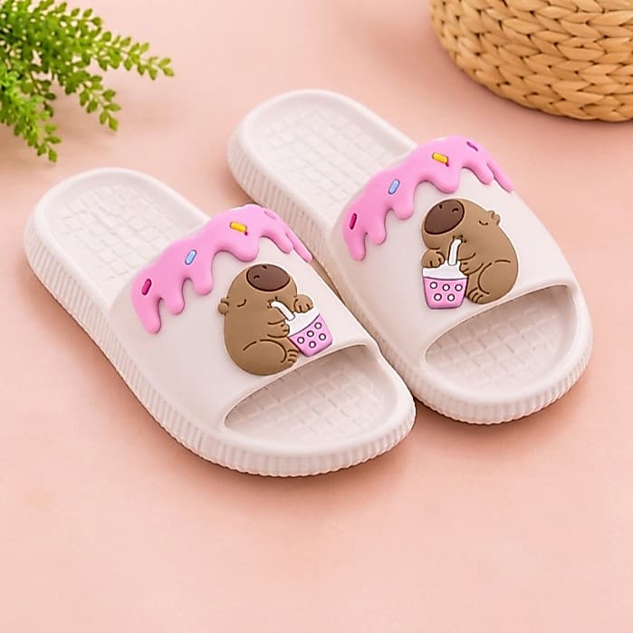 Chinelo Slide Infantil Menina Blogueirinha Divertido Capivara Milkshake Passeio Antiderrapante