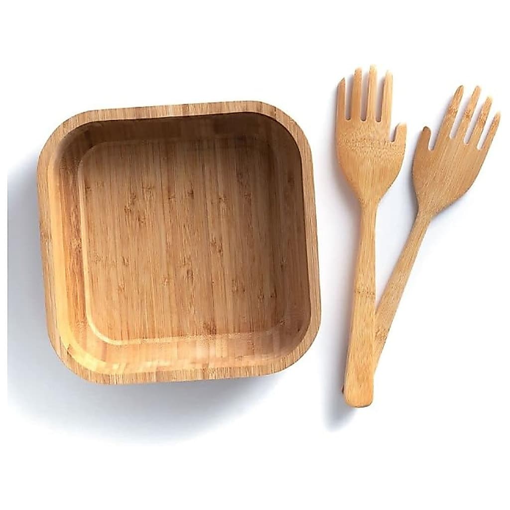 Kit Bowl Quadrado De Bambu Com Pegador  Mãozinha - Oikos