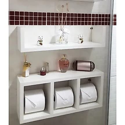 Nicho Prateleira 2 Peças para Decoração Banheiro Mdf Branco