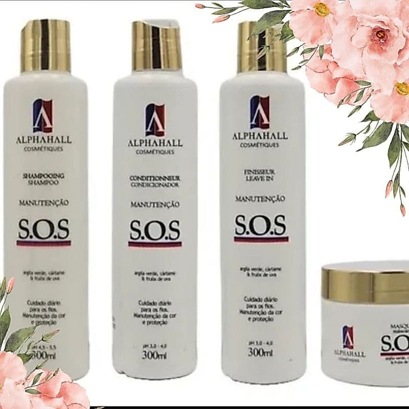 S.O.S  Alphahall Shampoo ,condicionador, Máscara E Leave-in 300 ml