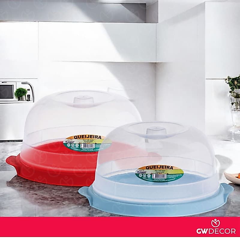 Kit 2 Queijeira Plastico Com Tampa Hermetica Porta Queijo