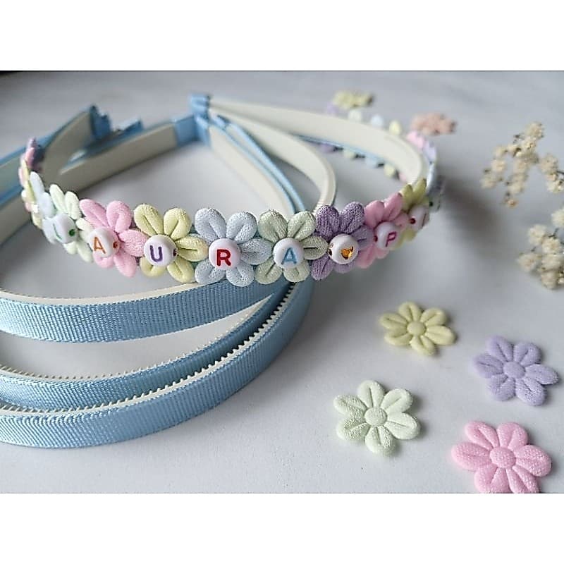 Tiara PERSONALIZADA Jardim Encantado( Letras costuradas). Arco/Diadema Infantil Menina Festa Aniversário Escolar Natal,