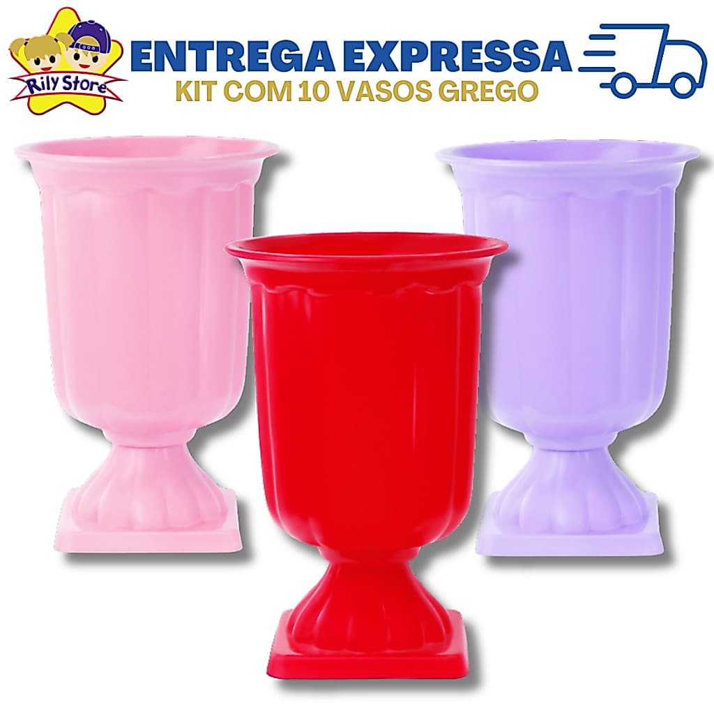 Kit Com 10 Unidades Vaso Grego Diversas Cores