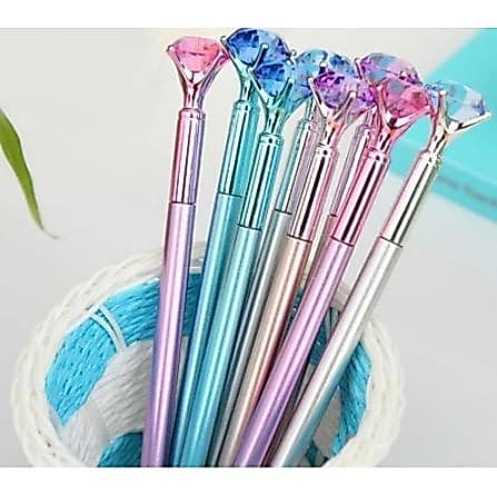 Canetas Diamante Cristal Luxo Ponta Fina Escrita Preta Macia e Estilo Moderno para Escritório e Escola