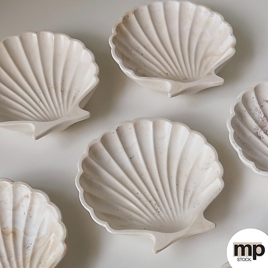 Concha Decorativa de Concreto Marmorizada – Bandeja e/ou suporte para Joias e Objetos Diversos