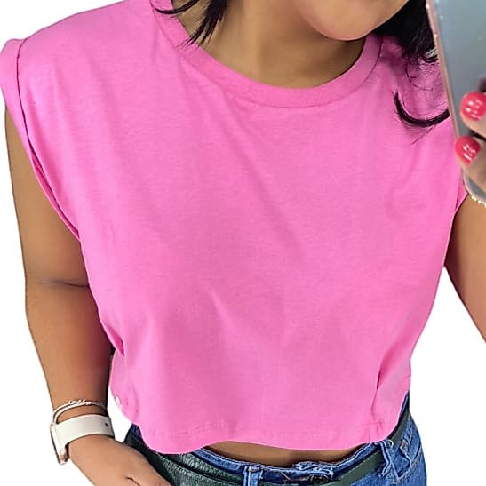 Blusa Cropped Basic 100%  Algodão Malha Premium