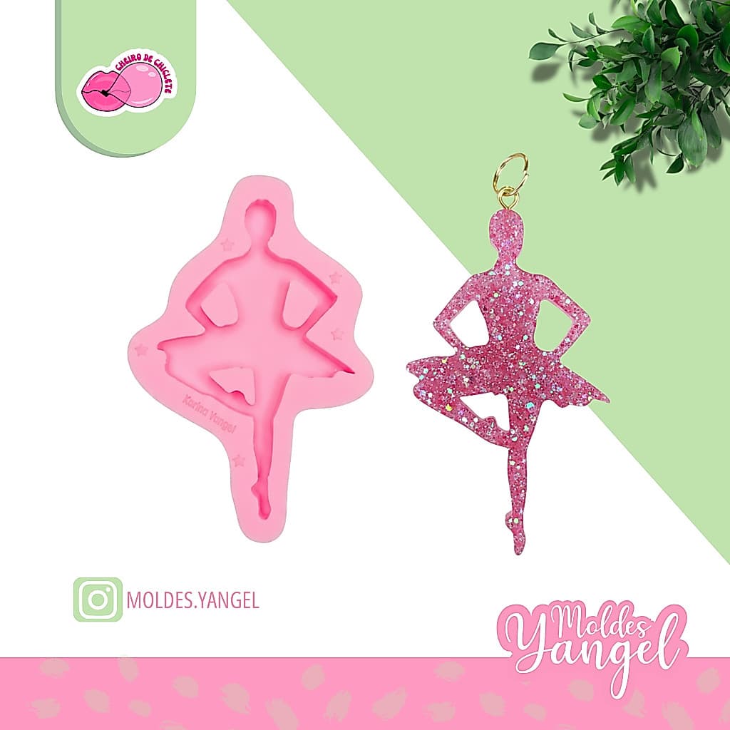 Molde Silicone de Bailarina Resina Epóxi Tamanho da peça 6,5cm