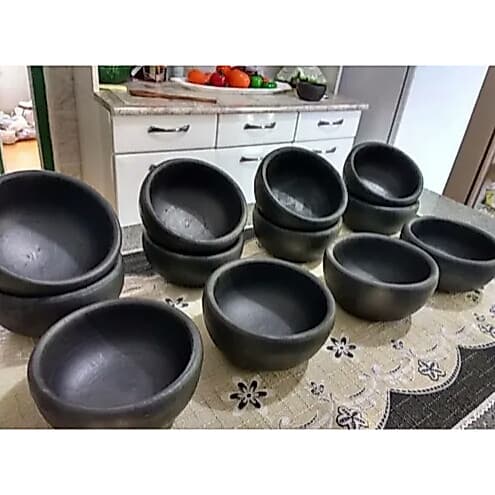 KIT COM 10 CUMBUCAS-TIGELAS-POTE-REFRATÁRIA REDONDA DE CERÂMICA 500 ml - BARRO /PARA CALDOS VERDES, SOPAS, SALADAS,