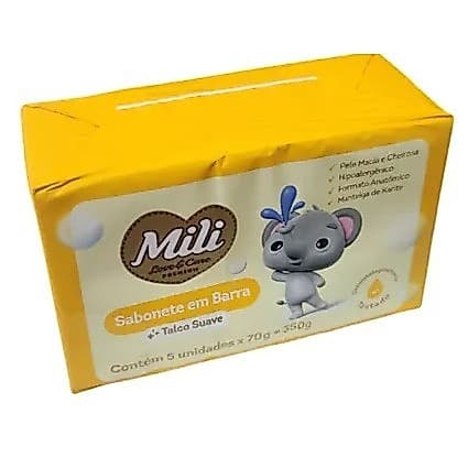 Sabonete Mili Lovecare Premium Barra 70g Talco Suave 5un