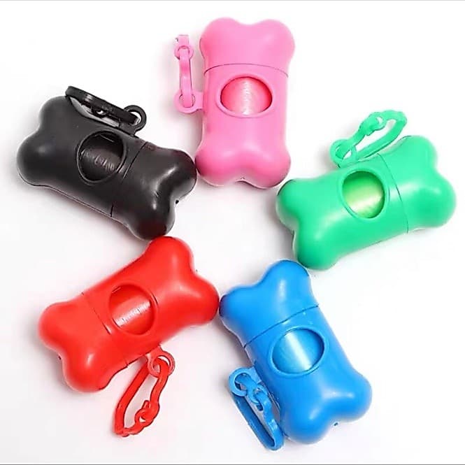 KIT CATA CACA PORTA SAQUINHO HIGIENICO PET DISPENSER OSSO COLORS